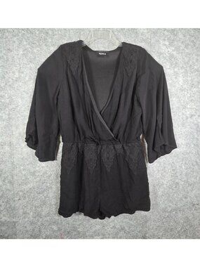 4SI3NNA Women's Long Sleeve Mini Dress Black Size L